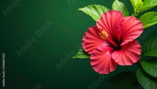 Wallpaper Mural Bold tropical hibiscus, lush green leaves, vibrant colors, bright, image, wallcovering Torontodigital.ca