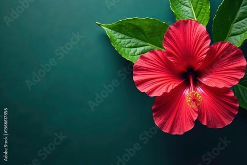 Wallpaper Mural Bold, vibrant hibiscus blooms, tropical leaf backdrop , yellow, repeating pattern, floral pattern Torontodigital.ca