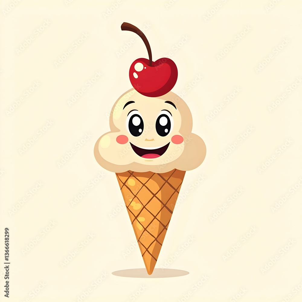 A smiling ice cream cone A smiling ice cream cone