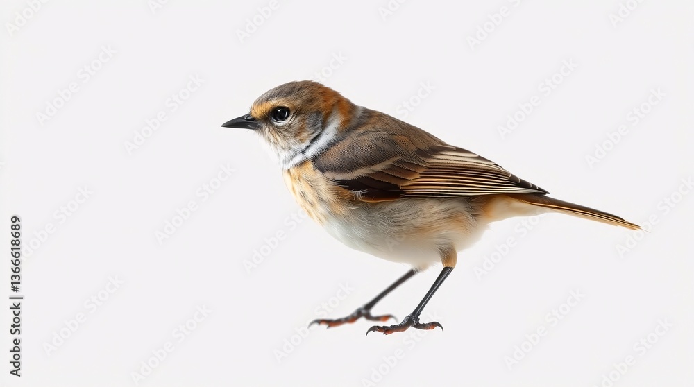 Delicate Small Bird with Detailed Feathers in Soft Light, Isolated on Neutral Background Delicate Small Bird with Detailed Feathers in Soft Light, Isolated on Neutral Background