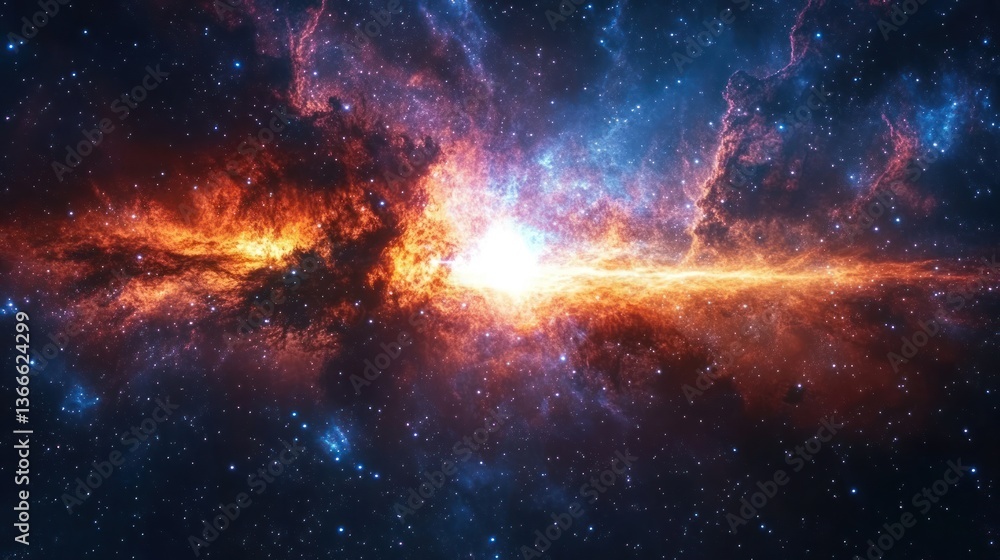 Fototapeta premium Cosmic Nebula: A Fiery Celestial Dance