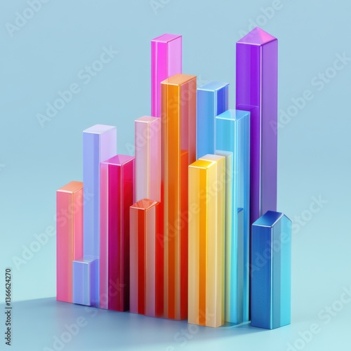 Free Download Colorful Abstract 3D Bar Chart against Soft Blue Background - GFXLoad