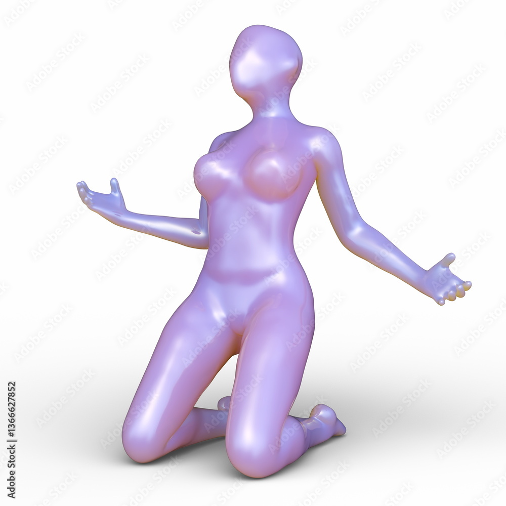 ポーズをとる女性達　3DCGレンダリング