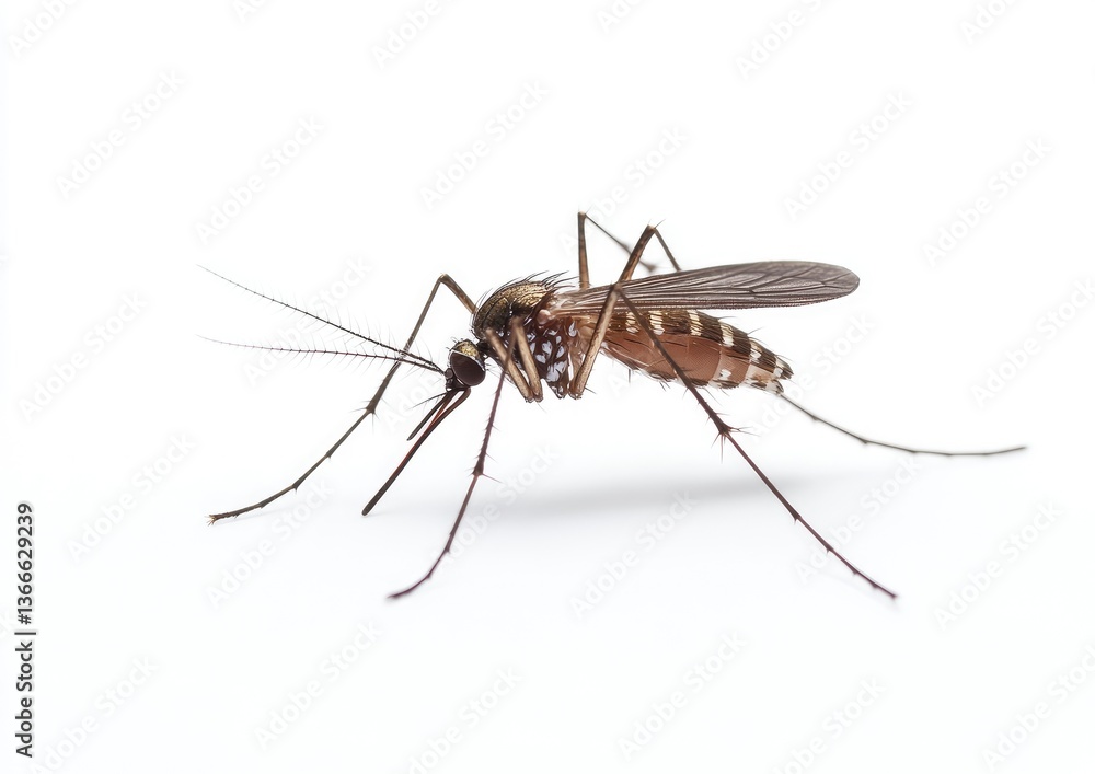 Mosquito Insect Close-up on White Background for Science and Medical Usage Mosquito Insect Close-up on White Background for Science and Medical Usage