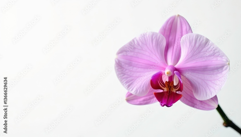 Obraz premium Exotic orchid in full bloom on white background with soft focus, white, orchid, botanical