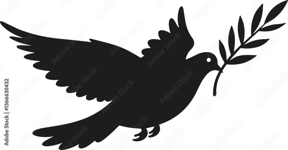Obraz premium Memorial Day Dove of Peace Silhouette Vector Illustration