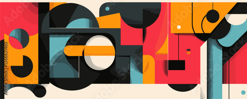 Abstract geometric shapes in modern art composition vector