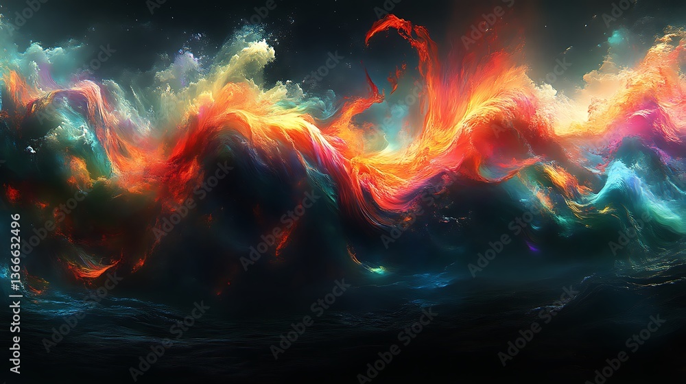 Colorful abstract depiction of swirling clouds and nebulous forms Colorful abstract depiction of swirling clouds and nebulous forms