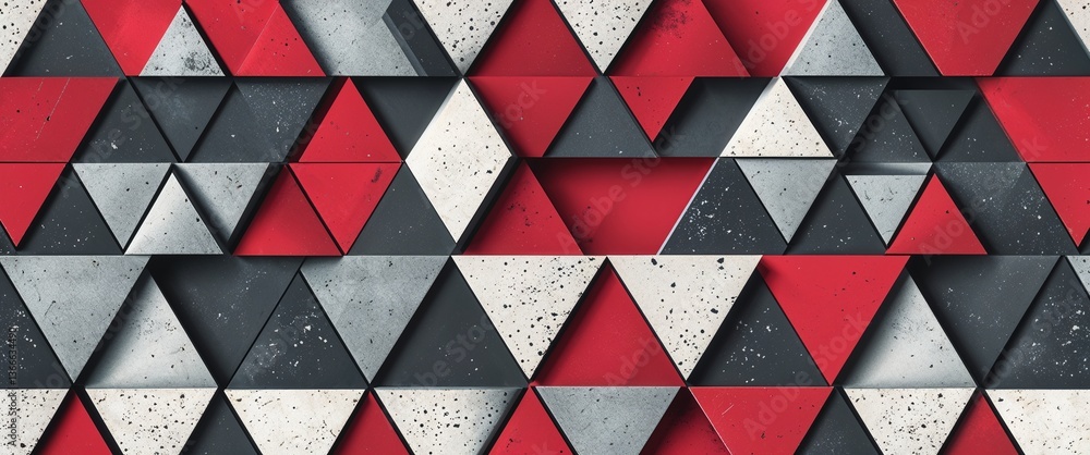 Fototapeta premium Scarlet concrete triangles vector pattern abstract design illustration background