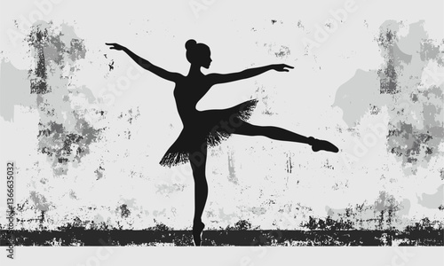 Elegant ballerina performing on artistic grunge background - vector