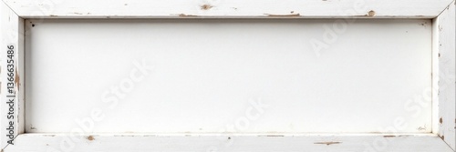 Rustic white wood frame, distressed finish, isolated , minimal, decor, chipped