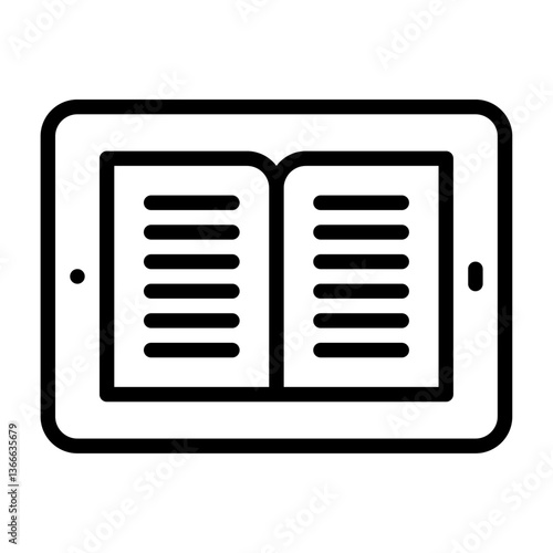 E-book outline icon. electronic book black line illustration.