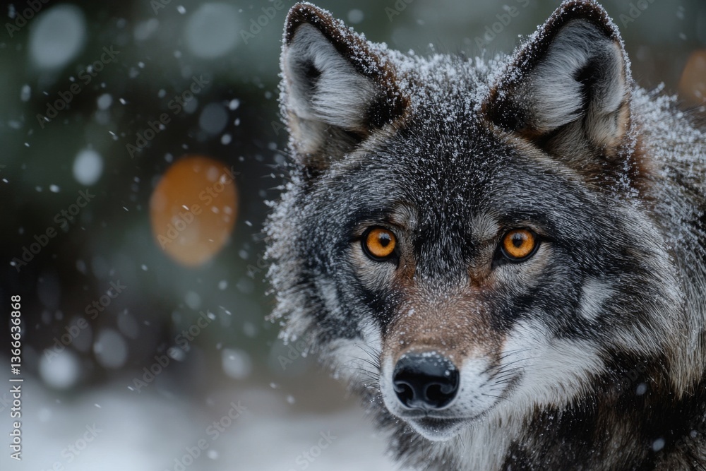 Obraz premium Close-up of alert arctic fox with thick winter fur