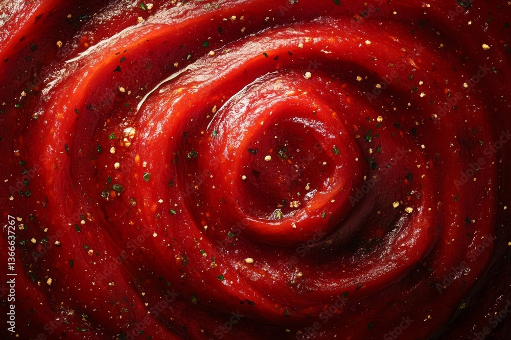 Naklejka premium Swirling abstract red paint texture with glossy surface and depth