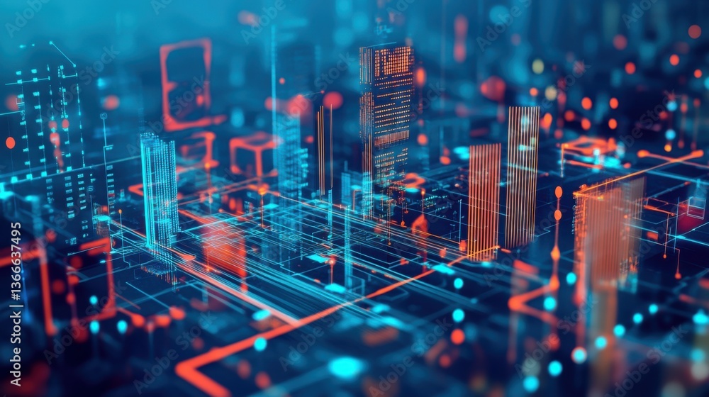 Fototapeta premium An AI powered system optimizing real estate investments by analyzing market data, AI-assisted property valuation, and real-time market trend analysis for more profitable investment decisions