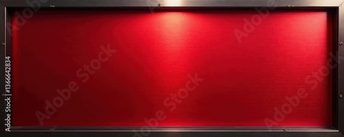 Shiny red metallic surface, black frame, silver lines , glossy, abstract
