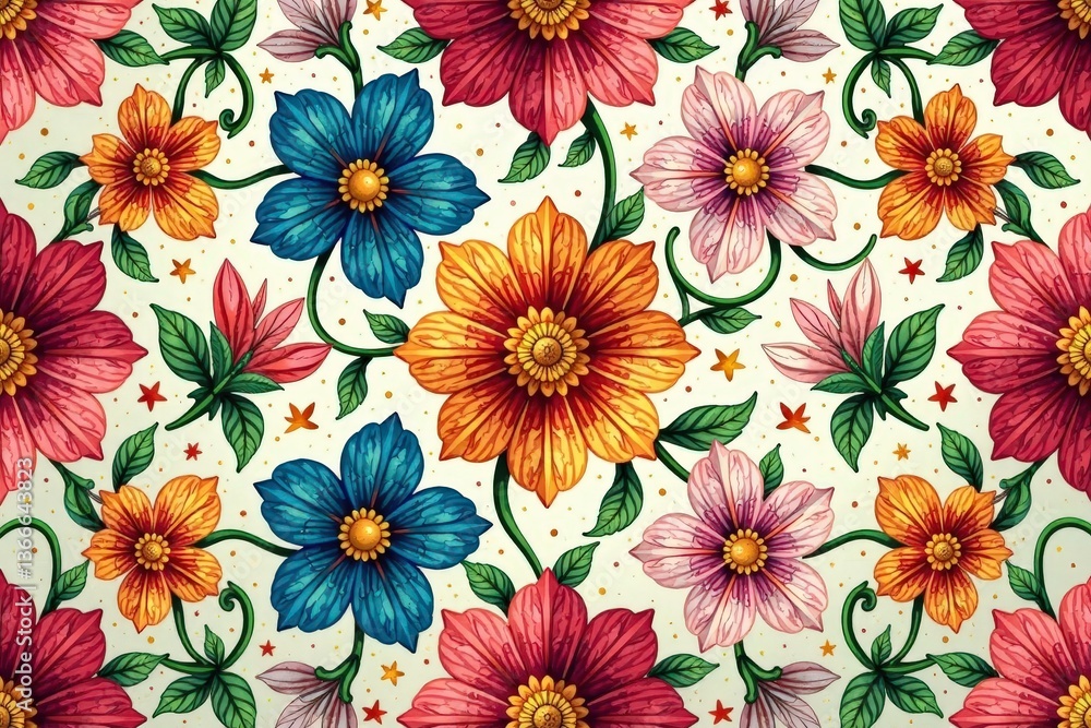 Intricate floral textile design, repeating seamlessly , wallpaper, print Intricate floral textile design, repeating seamlessly , wallpaper, print