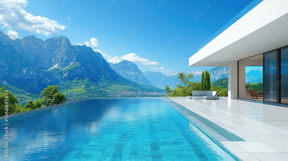 Fototapeta premium Luxury Mountaintop Villa with Infinity Pool and Breathtaking Panoramic View