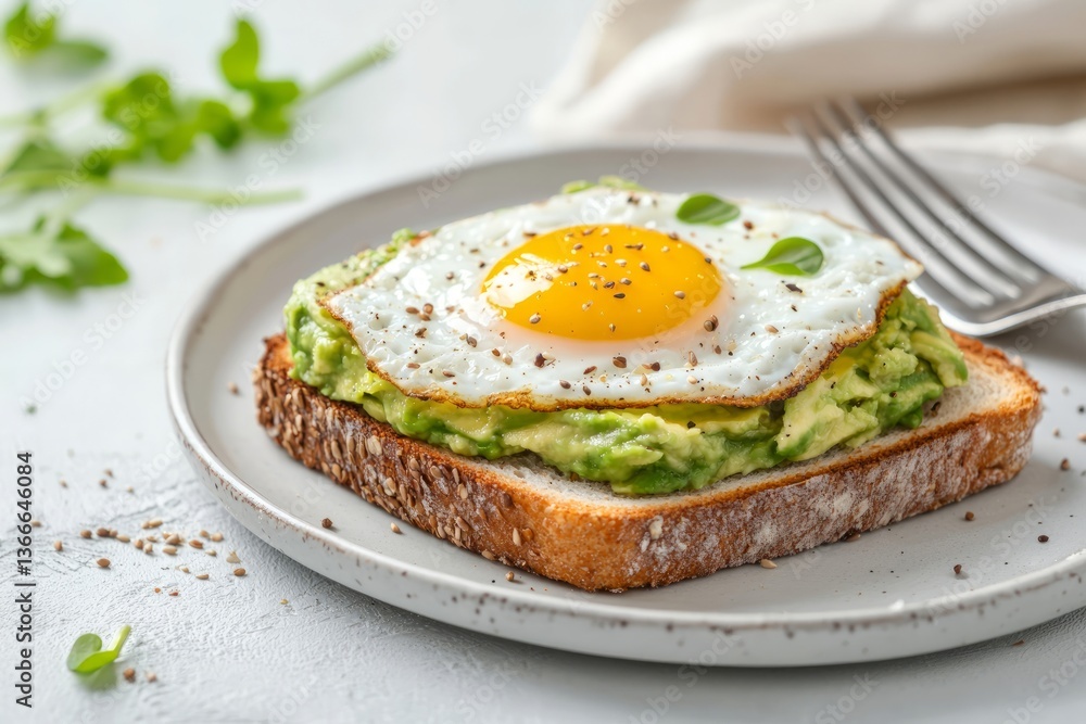 Avocado Toast with Sunny-Side-Up Egg – Minimalist Healthy Breakfast Concept Avocado Toast with Sunny-Side-Up Egg – Minimalist Healthy Breakfast Concept