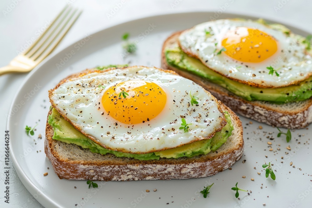Avocado Toast with Sunny-Side-Up Egg – Minimalist Healthy Breakfast Concept Avocado Toast with Sunny-Side-Up Egg – Minimalist Healthy Breakfast Concept