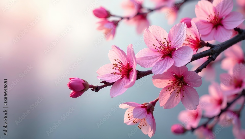 Fototapeta premium Intricate sakura branch pattern, vibrant pink hues, full bloom , nature, full bloom, pink