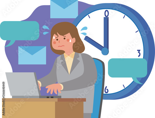 時間に追われて仕事をする女性