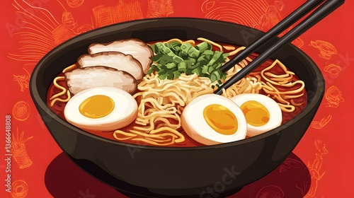 Creative Ramen Delight Cartoon Vector Illustration for Design Projects