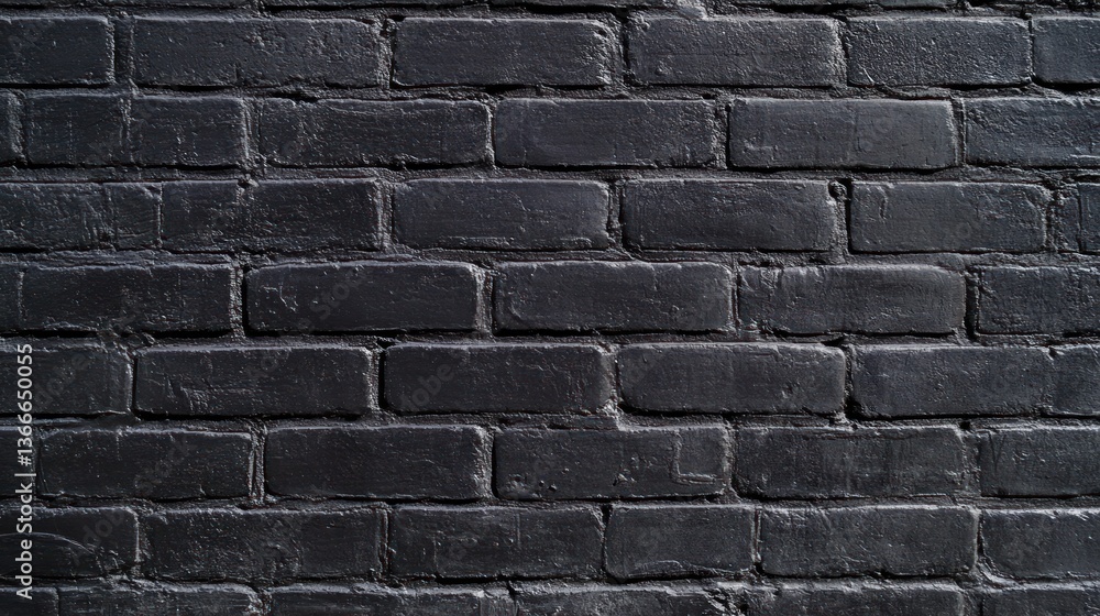 A dark painted brick wall showing textured rectangular pattern