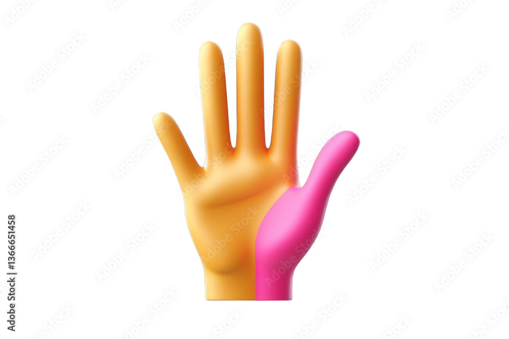 Obraz premium 3D Rendered Illustration Of Two Hands In Orange And Pink Isolated