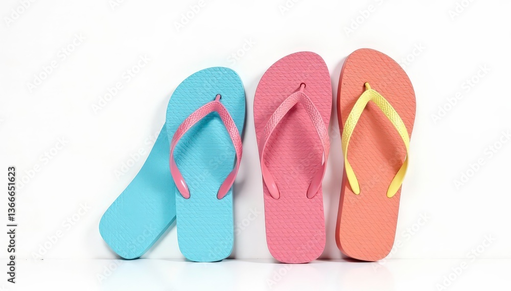 Pair of flip-flops, isolated, white backdrop, studio shot, shoes, background, plastic Pair of flip-flops, isolated, white backdrop, studio shot, shoes, background, plastic