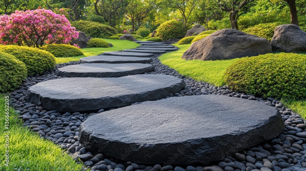 Serene Japanese Garden Stone Path Serene Japanese Garden Stone Path