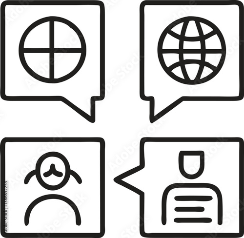 Language Study Icons Set – Vector Design Editable Stroke