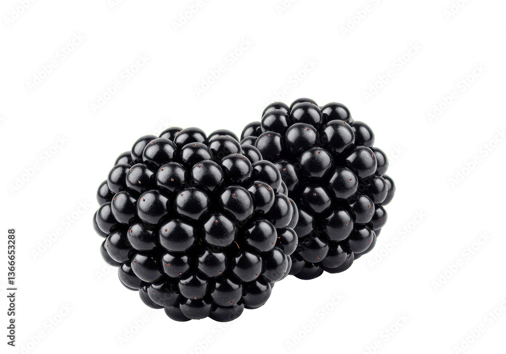 Two blackberries close together showcasing their textured surface and deep dark purple almost black color tone Two blackberries close together showcasing their textured surface and deep dark purple almost black color tone