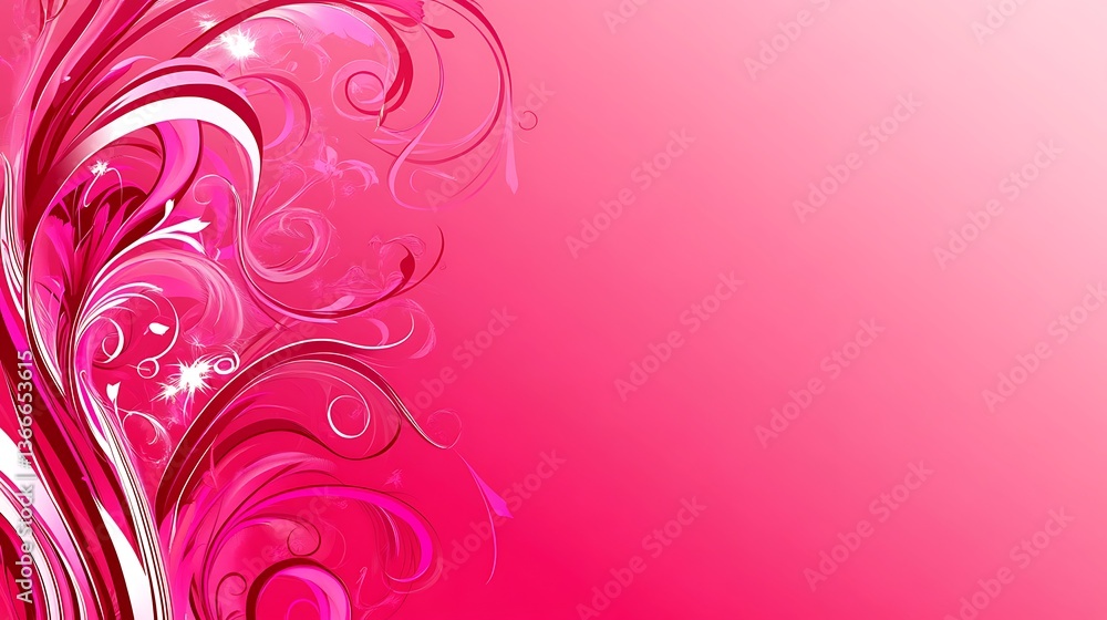 Artistic decorative floral swirl elements in vibrant pink colors on display Artistic decorative floral swirl elements in vibrant pink colors on display