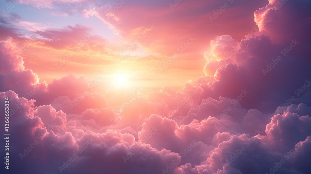 Heavenly Sunset Above the Clouds: A Serene Aerial View Heavenly Sunset Above the Clouds: A Serene Aerial View