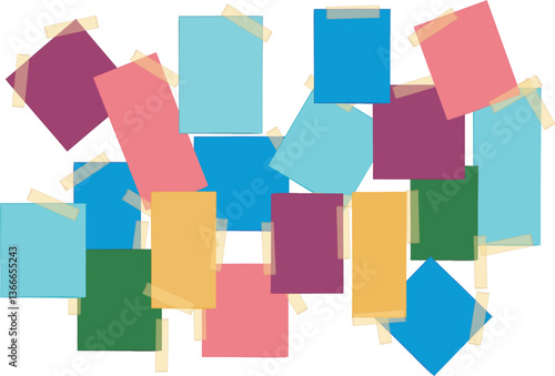 vector illustration of taped colored paper