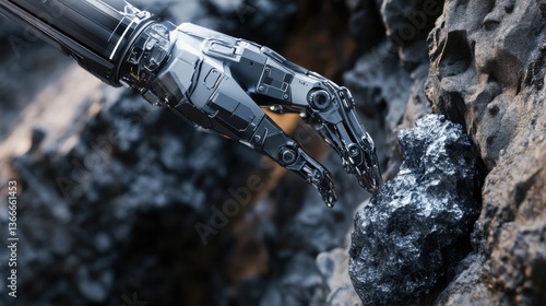 Wallpaper Mural A robotic arm in a futuristic asteroid mining facility, extracting rare metals from deep-space rock samples, Space-mining style Torontodigital.ca