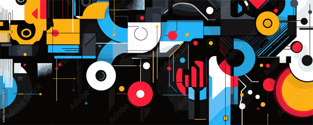 Colorful abstract geometric shapes with lines and circles - modern art vector Colorful abstract geometric shapes with lines and circles - modern art vector