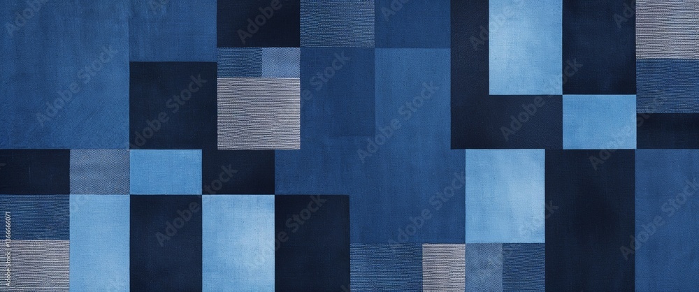 Fototapeta premium Blue denim fabric patches vector pattern abstract design illustration background