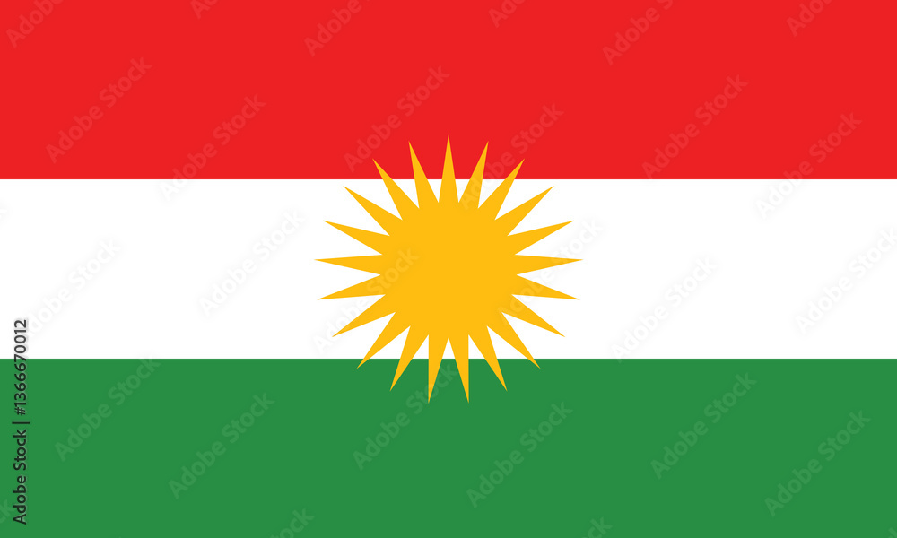 Fototapeta premium Kurdish flag displayed prominently with bold colors representing heritage and identity of the Kurdish people