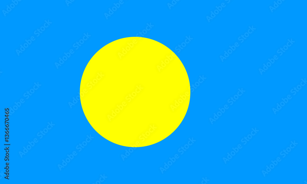 Yellow circle on blue background represents the flag of Palau symbolizing peace and unity Yellow circle on blue background represents the flag of Palau symbolizing peace and unity