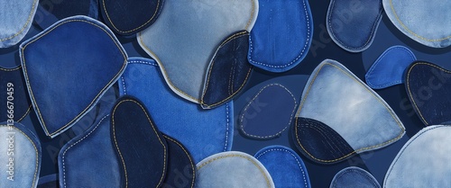 Sapphire denim patches vector pattern abstract design illustration background