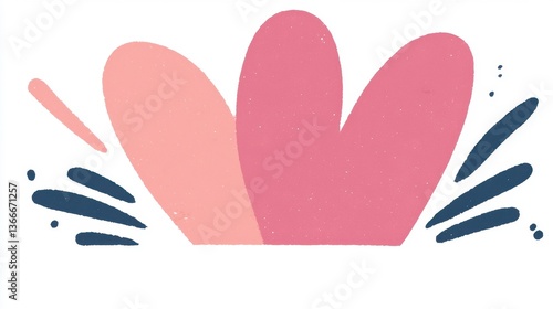 Abstract Pink Hearts with Blue Splashes Illustration