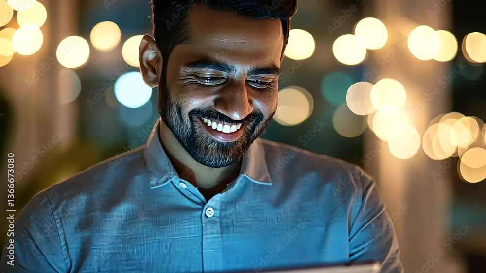 Confident Indian entrepreneur using a tablet in a sleek, contemporary office setting. Confident Indian entrepreneur using a tablet in a sleek, contemporary office setting.