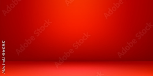 Red empty room bg, studio limbo light background with smooth lighting and a subtle glow, evokes festive and holiday atmosphere. Abstract 3d vector layout for product presentation, or festive promotion