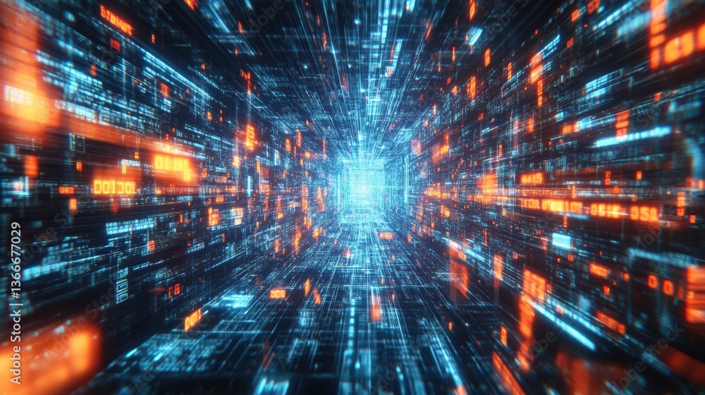 Digital Tunnel of Binary Code Digital Tunnel of Binary Code