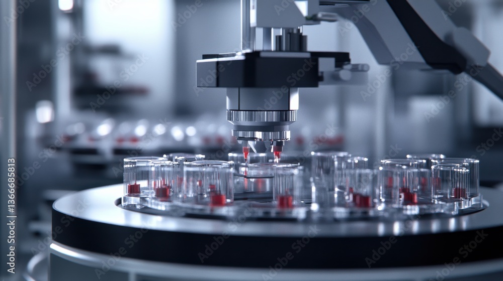 A robotic arm in a modern laboratory, assembling autonomous robots for logistics with high precision, Robotics-tech style A robotic arm in a modern laboratory, assembling autonomous robots for logistics with high precision, Robotics-tech style