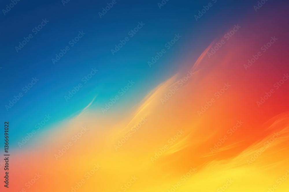 An abstract depiction of a vibrant sky with a gradient of colors from blue to yellow and red hues An abstract depiction of a vibrant sky with a gradient of colors from blue to yellow and red hues