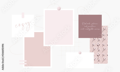 Elegant Boho Scrapbook Elements – Aesthetic Mood Board Design