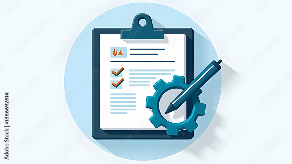 Maintenance Report: Clipboard with Gear Technical Icon Maintenance Report: Clipboard with Gear Technical Icon